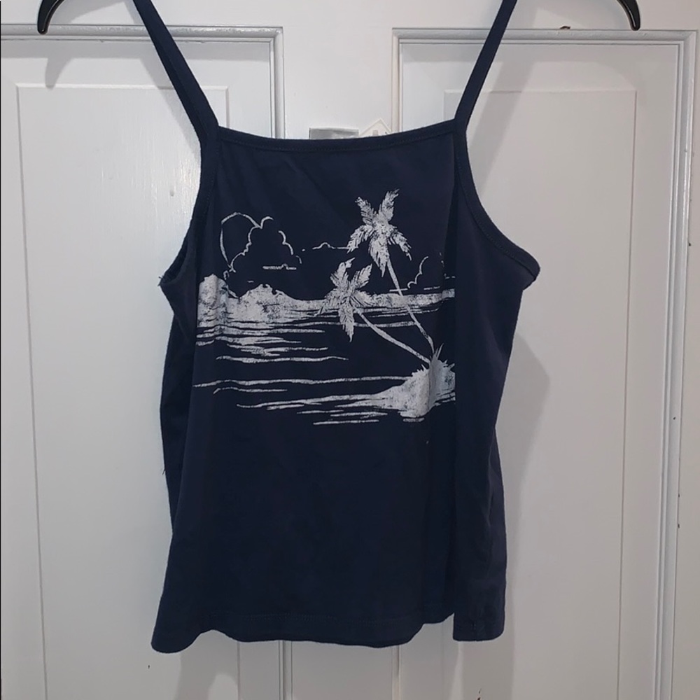 navy beach cropped tank top